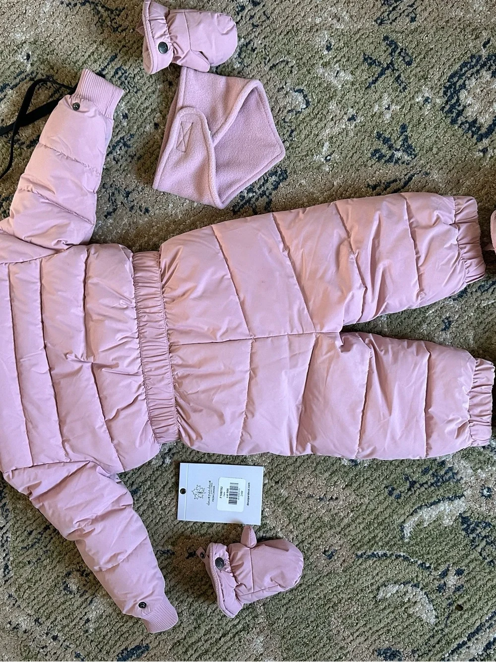 Deux par Deux | Puffy One Piece Baby Snowsuit in Dusty Pink